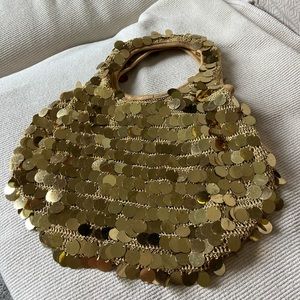 Big Round Gold Sequin Crochet Holiday bag